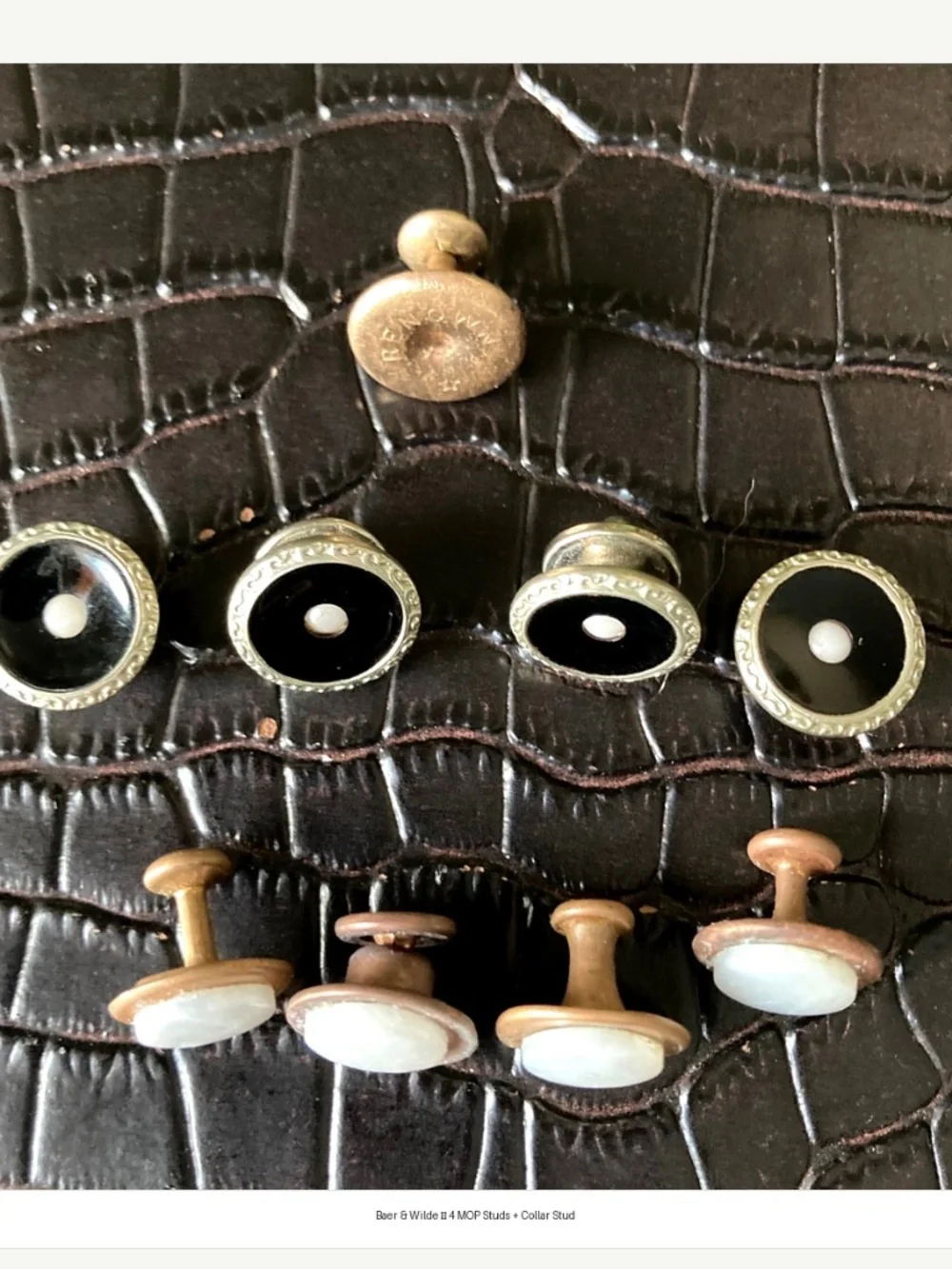 Vintage Baer & Wilde Kum-a-Part  Edwardian Art Deco MOP Shirt Stud Set